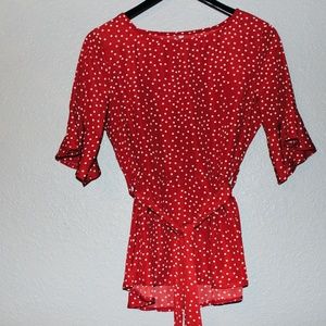 Adorable Red & White Blouse
